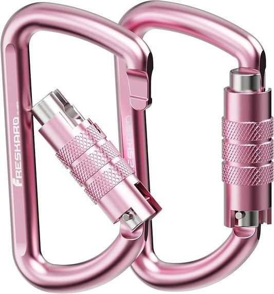 FresKaro 3inch 12kN-2698lbs Auto Locking Carabiner Clips, Solid D Shape, Heavy Duty 7075 Aluminum, Lightweight 1.09oz, Rust Proof, for Hammock, Hiking, Dog Leash, Keychain etc., Multi-Colors-StrideForce Fitness