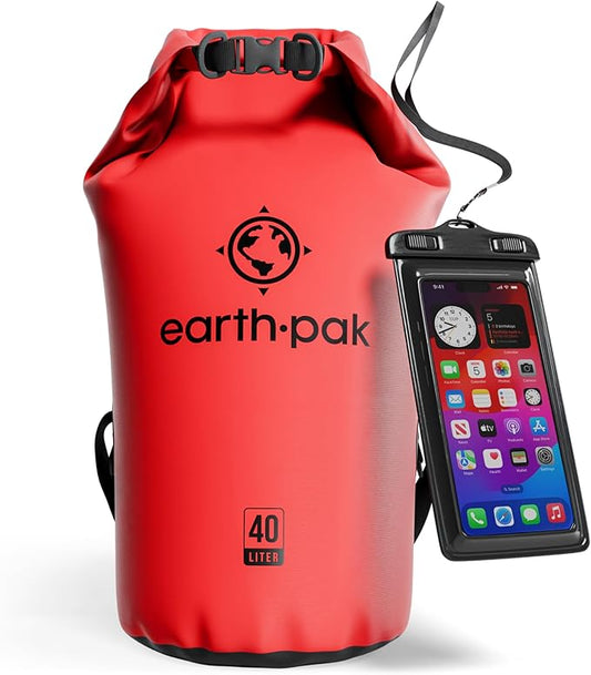 Earth Pak Waterproof Dry Bag - Roll Top Waterproof Backpack Sack Keeps Gear Dry for Kayak with Waterproof Phone Case-StrideForce Fitness
