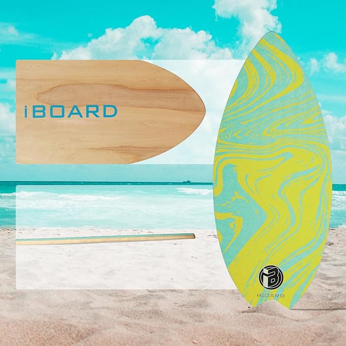 36” Skipper Skimboard with High Gloss Coat Wooden Skim Boards for Beginners, Teenagers and Adults Beach Skimboard 3 Color Traction Pad to Choose-StrideForce Fitness