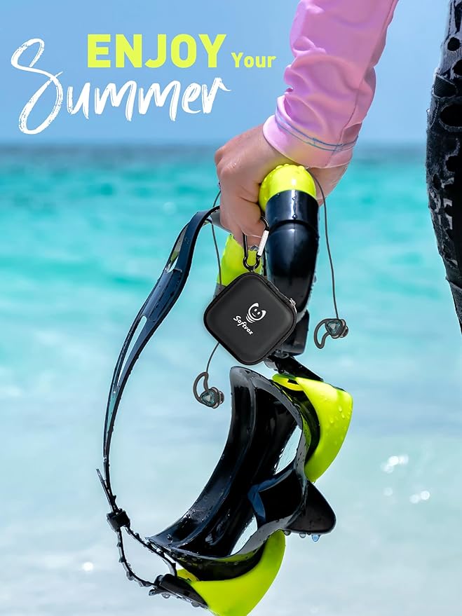 Ear Plugs for Swimming Surfing with String, Block Out Water Let Sound in, Reusable Comfy Custom-fit Swimmer Earplugs for Snorkeling, Shower, Pool, Swim, Bath, Kayaking, Other Water Activities-StrideForce Fitness