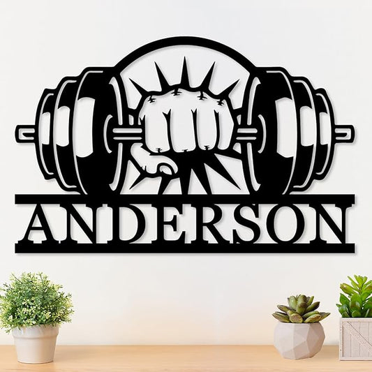 Personalized Last Name Sign for Home, Home Gym Sign, Fitness Name Signs, Custom Gym Metal Signs, Gift for Dad, Birthday Gift-StrideForce Fitness