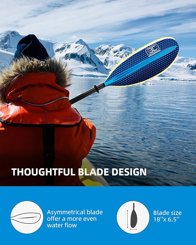 OCEANBROAD Kayak Paddle 86in/218cm, 90.5in/230cm, 95in/241cm Alloy Shaft Kayaking Boating Canoeing Oar with Paddle Leash-StrideForce Fitness