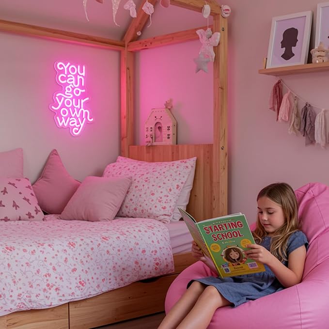 You Can Go Your Own Way Neon Sign,Neon Signs for Wall Decor,Motivational Pink LED Wall Light for Girls Bedroom,Teen Room,Dorm Decor,Neon Aesthetic Sign,Gift for Girls,USB Powerd Dimmer Switch-StrideForce Fitness