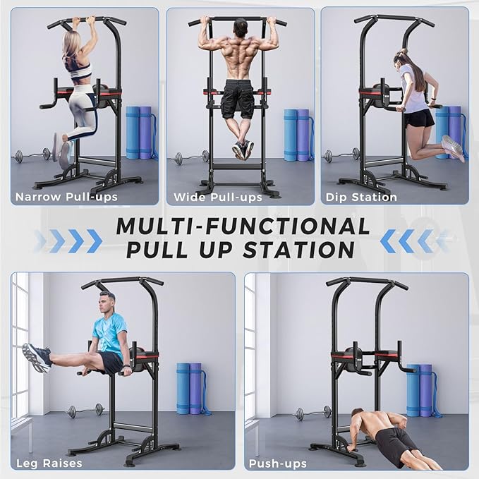 ZENOVA Pull Up Bar Dip Station Multi-Function Strength Training Equipment for Men Women Muscle Building 330/500 LBS Weight Capacity-StrideForce Fitness