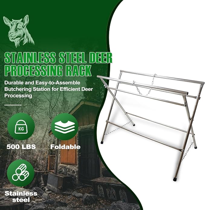 Deer Game Hunting Hoist Processing Rack Stand, Skinning Station Equipment Hide Tools for Hog Goat Sheep Boar Animal Field Dressing Cleaning Butchering-StrideForce Fitness
