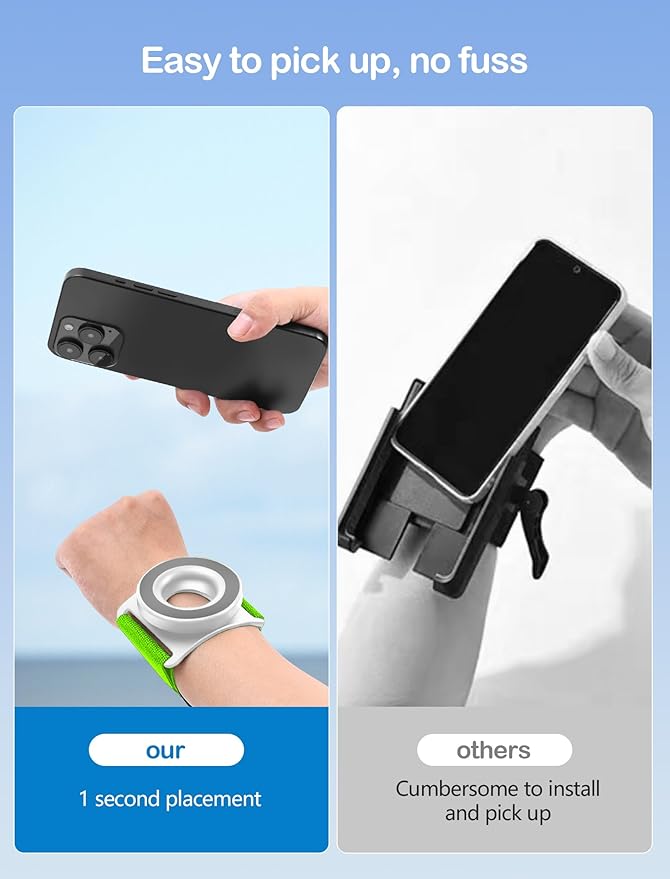 TOPGO Running Phone Holder for iPhone [360° Rotatable & Upgrade Anti-Drop] Magnetic Wrist Phone Holder, Magsafe Armband Compatible with iPhone 17 Pro and Android - Green-StrideForce Fitness