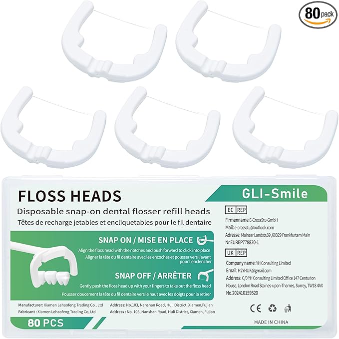 Ultraclean Access Flosser Refill Heads, Effective Plaque Removal for Proper Oral Care & Hygiene, Durable Flosser Refill Heads, PFAS Free, 80ct