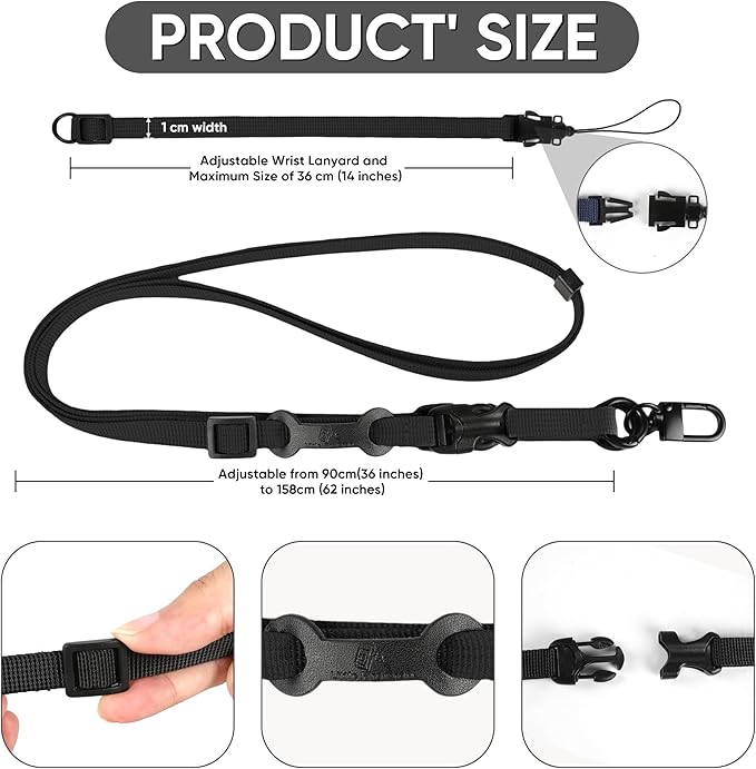 Cell Phone Strap Adjustable Wrist Strap Crossbody Cellphone Holder Extra Long Phone Lanyard Wrist Lanyard (Black)-StrideForce Fitness