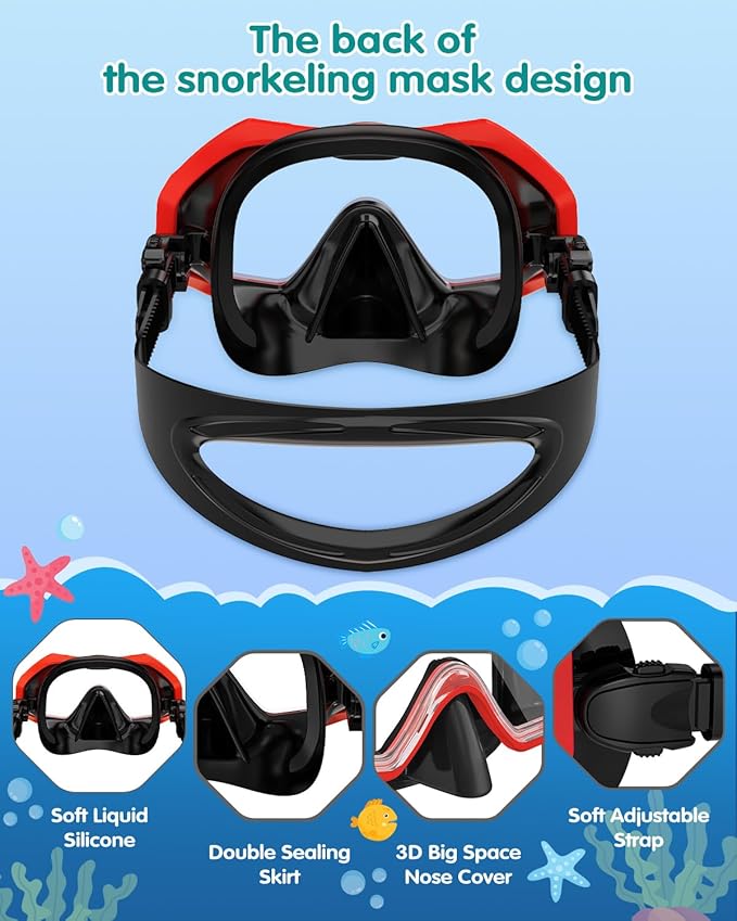 W WSTOO Kids Swim Goggles with Nose Cover,Snorkel Diving Swimming Mask for Youth 5-15,HD 3-Window Wide Vision Anti-Shattered Lens Anti-Fog&Leak-StrideForce Fitness