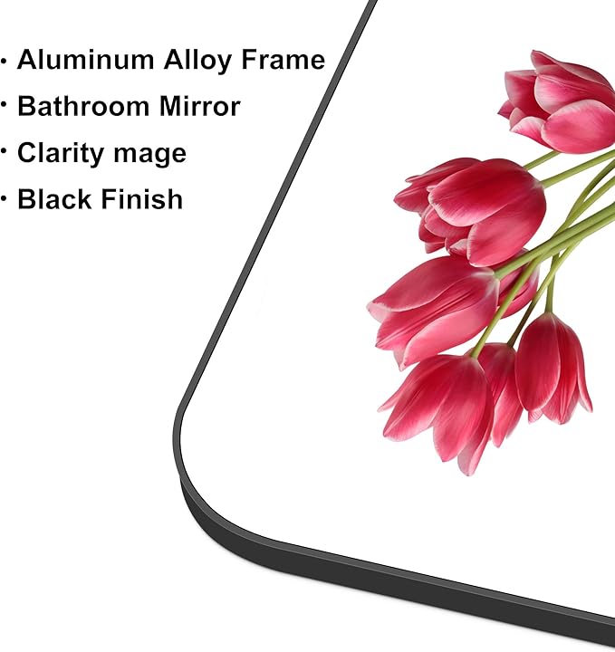 72" x 30"Bathroom Mirror, Matte Black Wall Mirror with Metal Frame, Decorative Rectangular Vanity Mirror for Bedroom Bathroom Living Room Entryway (Horizontal/Vertical)-StrideForce Fitness