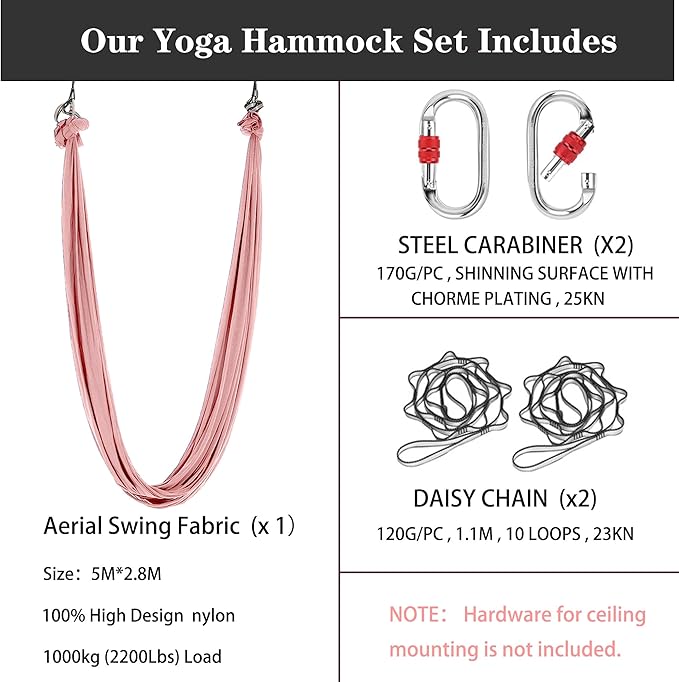 5.5 Yards Aerial Silk Swing Outdoor Hammock Aerial Yoga Swing For Adults,Aerial Yoga Hammocks for outside-StrideForce Fitness