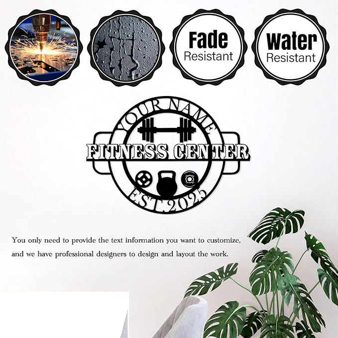 Customized Metal Gym Name Sign, Personalized Sports Room Wall Art,Metal Gym Sign,Unique Fitness Wall Sign, Gym Lovers Unique Gift, Gym Wall Art,Training Center Sign (Style-12)-StrideForce Fitness