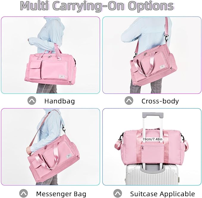 FIORETTO Women's Gym Duffle Bag with Shoes Compartment, 37L Capacity, Ideal for Travel, Gym, Sports, Duffel, Weekender-StrideForce Fitness