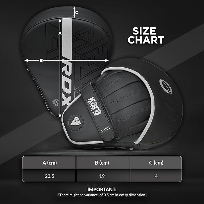 RDX Boxing Pads Curved Focus Mitts, Maya Hide Leather Kara Hook and jab Training Pads, Adjustable Strap Ventilated, MMA Muay Thai Kickboxing Coaching Martial Arts Punching Hand Target Strike Shield-StrideForce Fitness