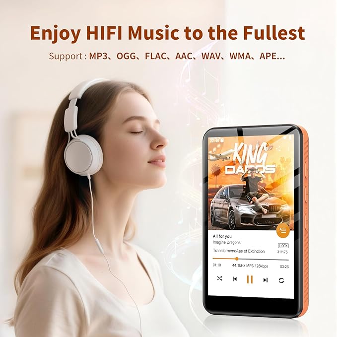 160GB MP3 Player with Bluetooth and WiFi, Android 13 MP3 & MP4 Player with 4" Touchscreen and Speaker, 4GB RAM & 32GB ROM, Spotify Music Player with Audible, FM Radio, Amazon Music, Play Store-StrideForce Fitness