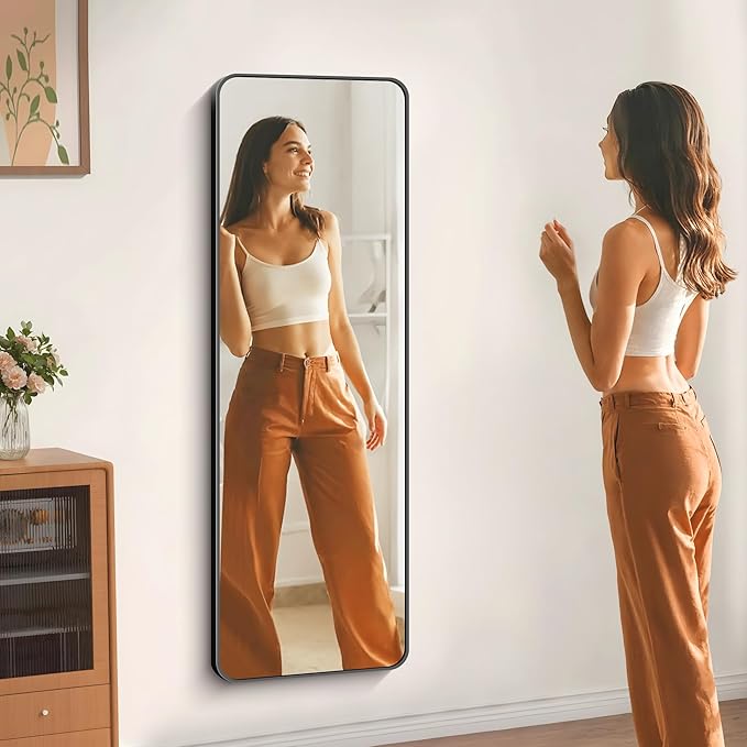 60" x 20"Bathroom Mirror, Matte Black Wall Mirror with Metal Frame, Decorative Rectangular Vanity Mirror for Bedroom Bathroom Living Room Entryway (Horizontal/Vertical)-StrideForce Fitness