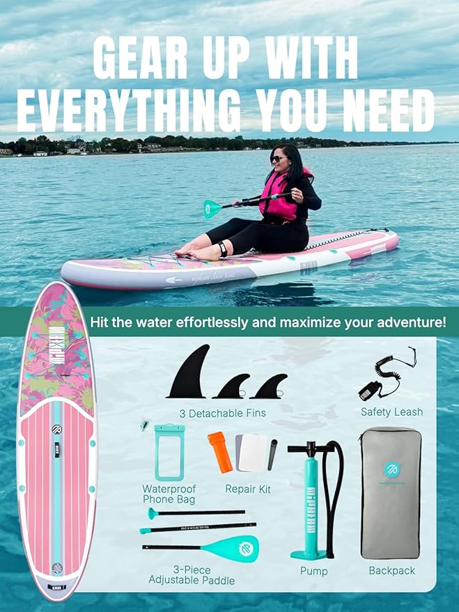Niphean Inflatable Stand Up Paddle Board with SUP Accessories, Anti-Slip EVA Deck, 10’6’’ Inflatable Paddle Boards for Adults & Youth of All Skill Levels-StrideForce Fitness