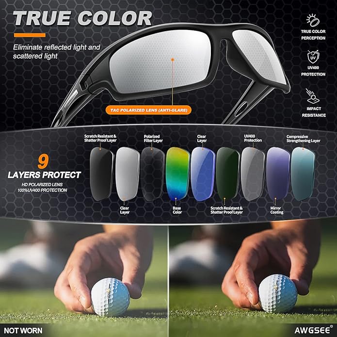 Polarized Sports Sunglasses for Men 100% UV Protection Wrap Around Unbreakable Sun Glasses for Fishing Driving-StrideForce Fitness