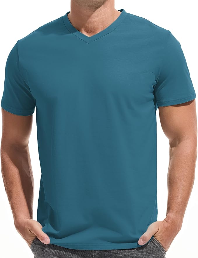 VEIISAR Premium V Neck T Shirts for Men - Modern Fitted Tees Vneck Undershirts-StrideForce Fitness