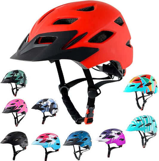 Kids Bike Helmet,Bavilk Kids Boys Girls Bike Helmets with LED Light Detachable Visor Children Youth Teen Multi-Sport for Skating Cycling Scooter Skateboard Adjustable & Lightweight 19.7"-22.4"-StrideForce Fitness