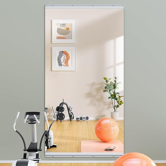 Hasipu Home Gym Mirror 63" L x 28" W - 1PC Large Full Body Mirror for Yoga, Wall-Mounted Mirrors for Fitness, Garage, Dance Studio, 0.16in Tempered Glass Frameless-StrideForce Fitness