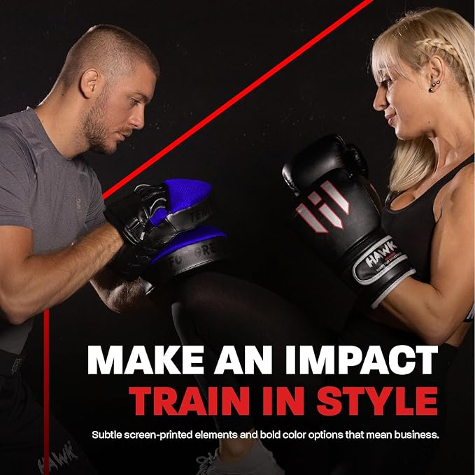 Hawk Sports Punching Mitts for Men, Women, & Kids, Leather Focus Mitts for Martial Arts & Boxing Training, Curved Punch Mitts for Karate, Kickboxing, Krav MAGA, Muay Thai & Taekwondo-StrideForce Fitness