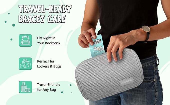 U-Shape Toothbrush Braces Care Kit, 11-Piece Orthodontic Travel Set with Wax, Toothpaste, Mouthwash & Pouch | Braces Hygiene Essentials for Teens & Adults