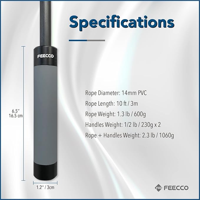 FEECCO Weighted Jump Rope - Heavy PVC Ropes with Metal Handles and Ball Bearings-StrideForce Fitness