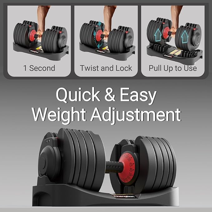 Adjustable Dumbbells 25/52.5 lbs, 9/15 in - Adjustable Weight Dumbbell Set for Full Body Exercise Training Fitness Workout in Home Gym-StrideForce Fitness