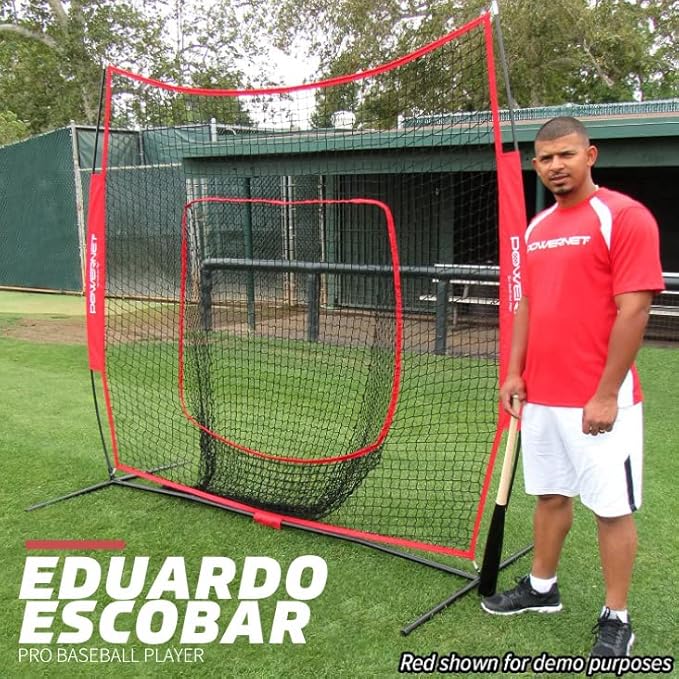 PowerNet Baseball Softball Practice Net 7x7 with Baseball Accessories for Practice Pitching, Batting & Fielding, Ball Caddy, Weighted Baseballs, Tee-StrideForce Fitness