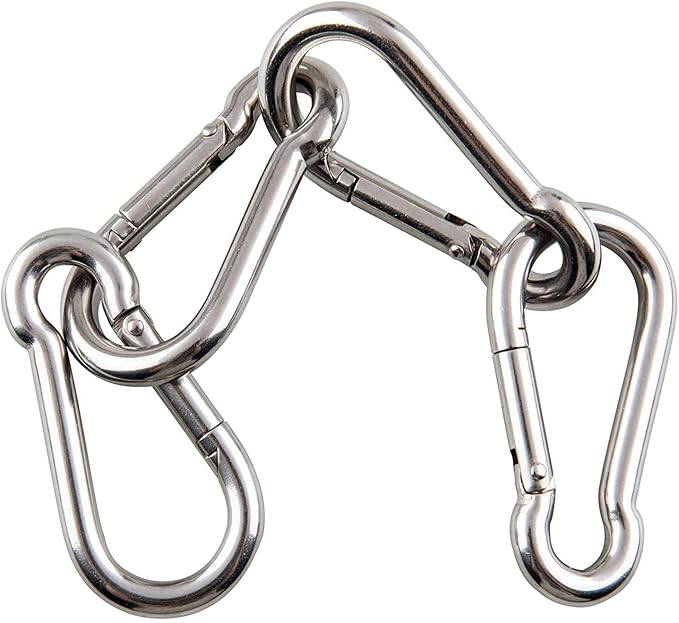 sprookber Stainless Steel Carabiner Spring Snap Hook - 304 Stainless Steel Heavy Duty Clips, Set of 4-StrideForce Fitness