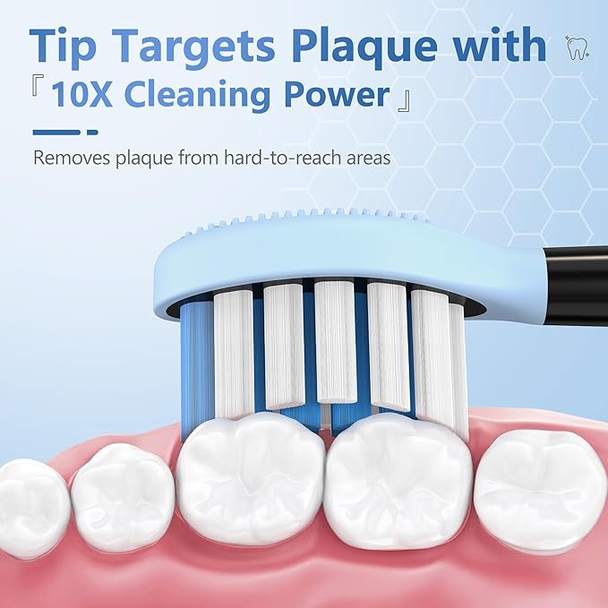 Replacement Toothbrush Heads for Philips Sonicare Electric Toothbrush, 2-in-1 Tongue Cleaner, 8 Pack, Ice Blue,Suitable for Philips Sonicare Heads, C2, C1, C3, W1, W2, W3, G1, G2, G3