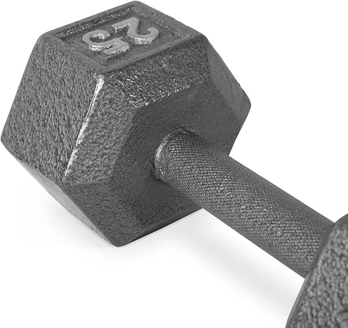 WF Athletic Supply Cast Iron Solid Hexagon Gray/Black Dumbbells, Strength Training Free Weights Set of 2 for Women and Men, Hand Weights Sold by Pairs, Multi-Select Size Options Available-StrideForce Fitness