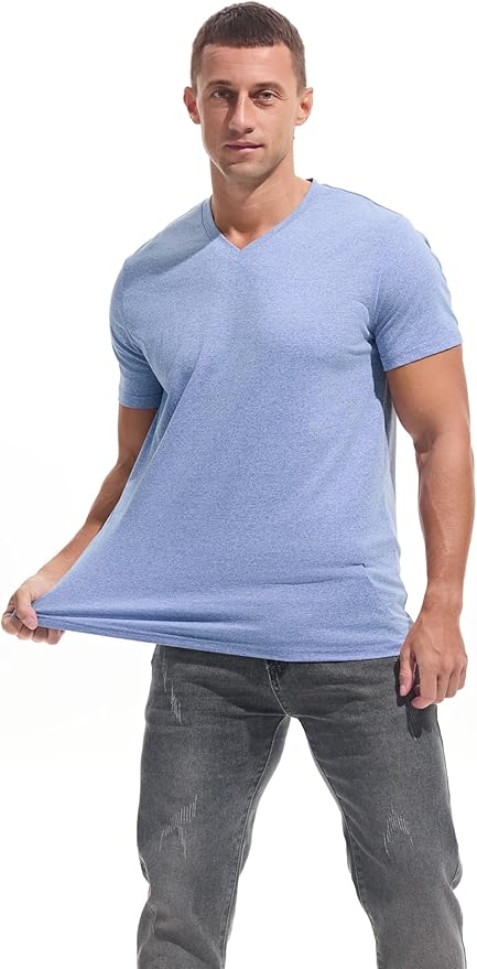 VEIISAR Premium V Neck T Shirts for Men - Modern Fitted Tees Vneck Undershirts-StrideForce Fitness