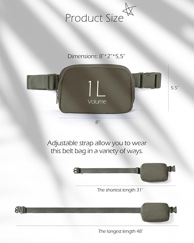 ODODOS Unisex Mini Belt Bag with Adjustable Strap Small Fanny Pack for Workout Running Traveling Hiking, Dark Umber-StrideForce Fitness