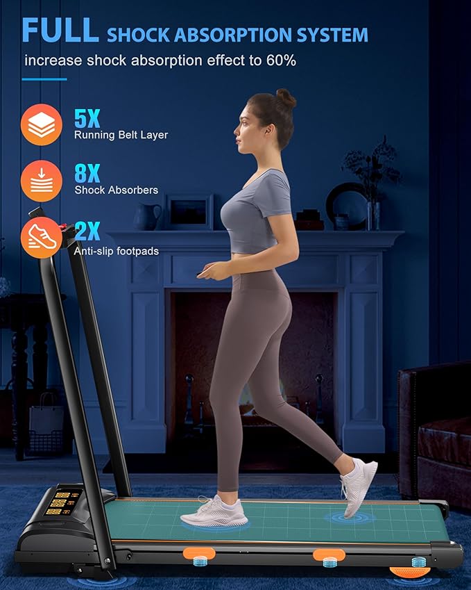 340lb Capacity Walking Pad Treadmill with 12% Incline, Big LED Display Under Desk Treadmill Support Full Manual/3-Preset Countdown/App Mode, Portable Treadmills for Small Spaces-StrideForce Fitness