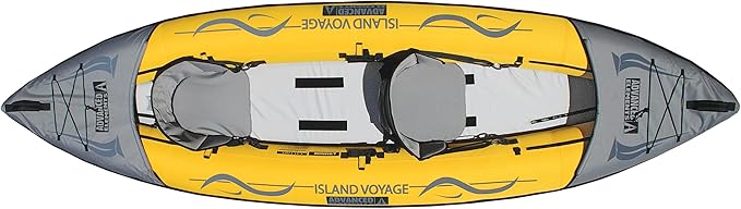 Advanced Elements - Island Voyage 2 Inflatable Kayak - Recreational Convertible Kayak - for 1 or 2 Person - 11 ft - Yellow-StrideForce Fitness