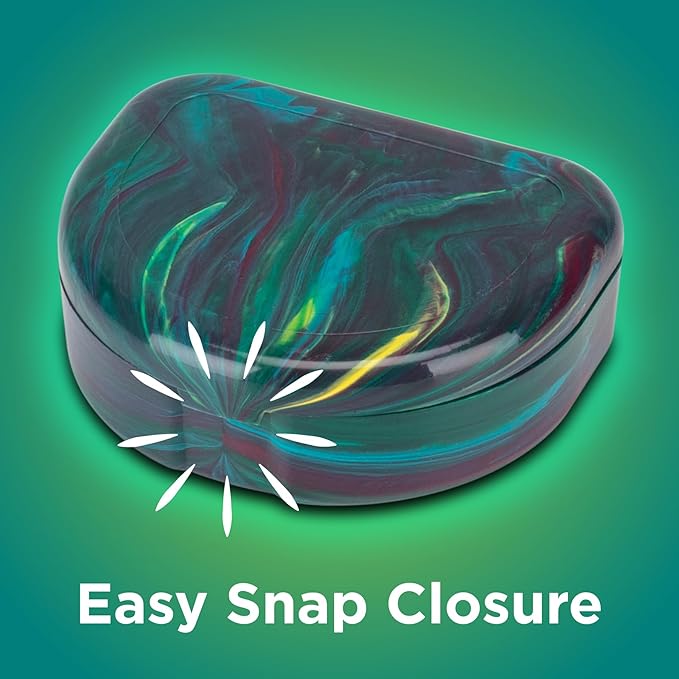 Practicon Marble Retainer Cases, Orthodontic Aligner Case, Mouth Guard Holder (3 Pack) (Dark Green)