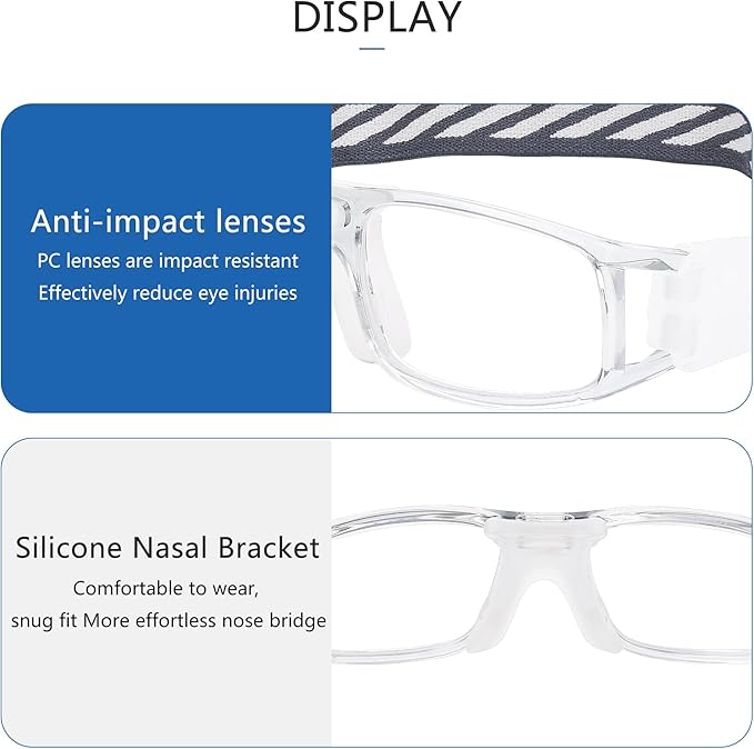 Men Basketball Glasses.Soccer Football Sport Protective Eyewear Safety Goggles,Sports Glasses For Replaceable Lens-StrideForce Fitness
