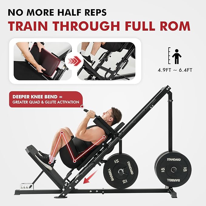 Mikolo Leg Press Hack Squat Machine Combo, Leg Press Machines for Home Gym with Linear Bearing, Hack Squat Machine with Rear and Front Band Pegs, Leg Machine for Full Range Leg Training-StrideForce Fitness