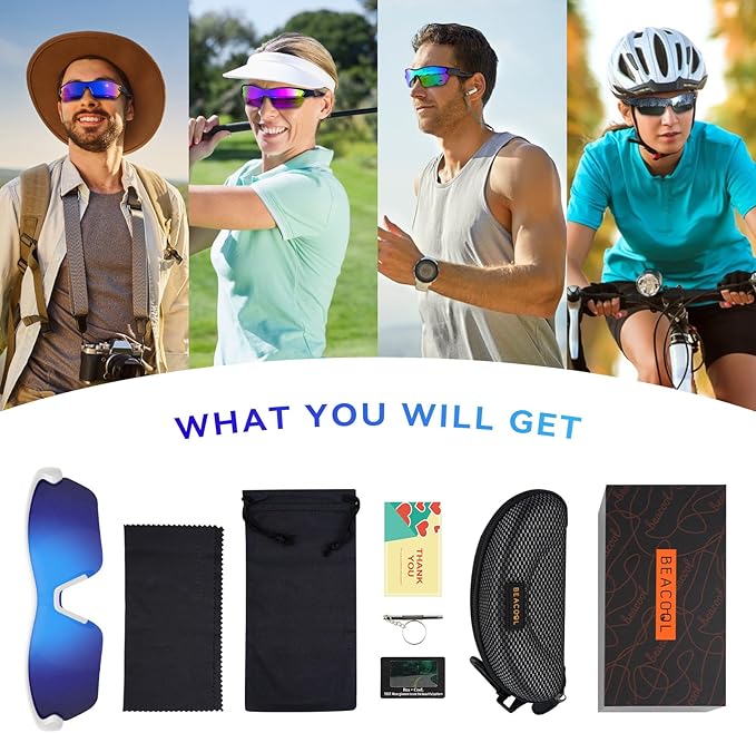 BEACOOL Polarized Sports Sunglasses for Men Women Youth Baseball Cycling Running Fishing Golf Motorcycle TAC Glasses UV400-StrideForce Fitness