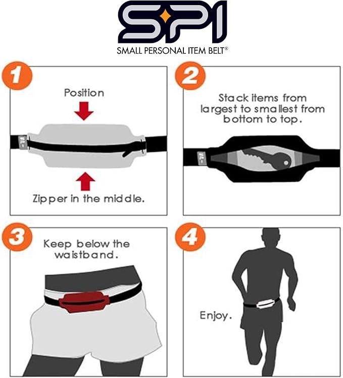 SPIbelt Running Belt for Women Men, Phone Holder for Running, Running Fanny Pack, Holder for Phone, Running Waist Pack, Adjustable Waist, [Fits All Phones]. Black with Hot Pink Zipper-StrideForce Fitness