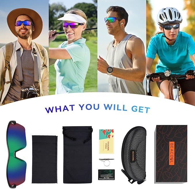 BEACOOL Polarized Sports Sunglasses for Men Women Youth Baseball Cycling Running Fishing Golf Motorcycle TAC Glasses UV400-StrideForce Fitness