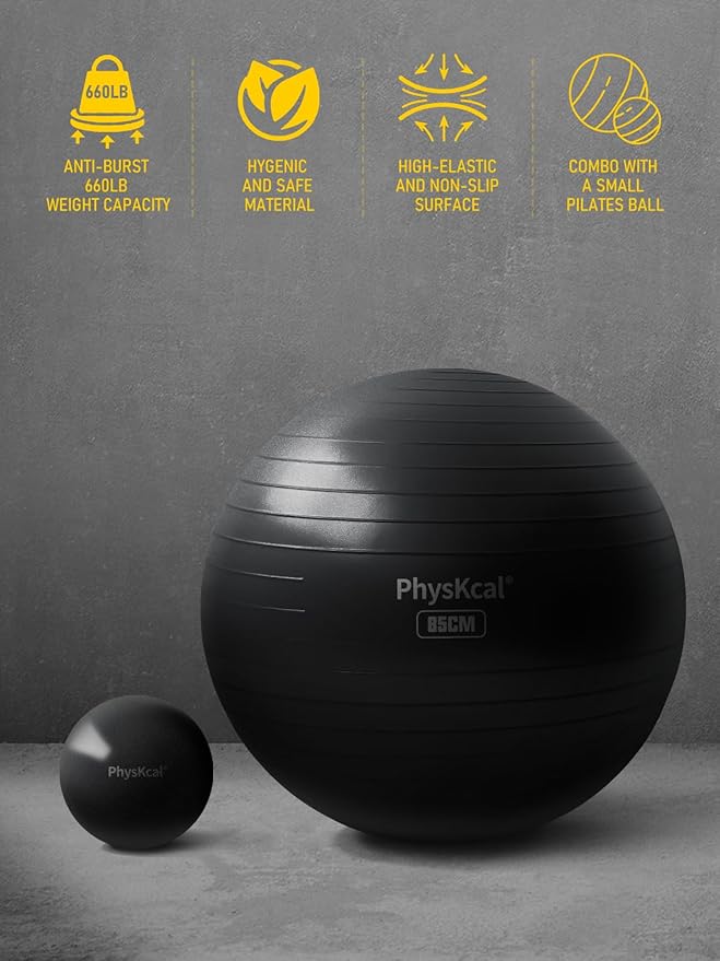 Yoga Ball for Exercise, Pilates Set, 4 Sizes Fitness Ball for Workout, Birthing, Pregnancy, Physical Therapy- Pump Included-StrideForce Fitness