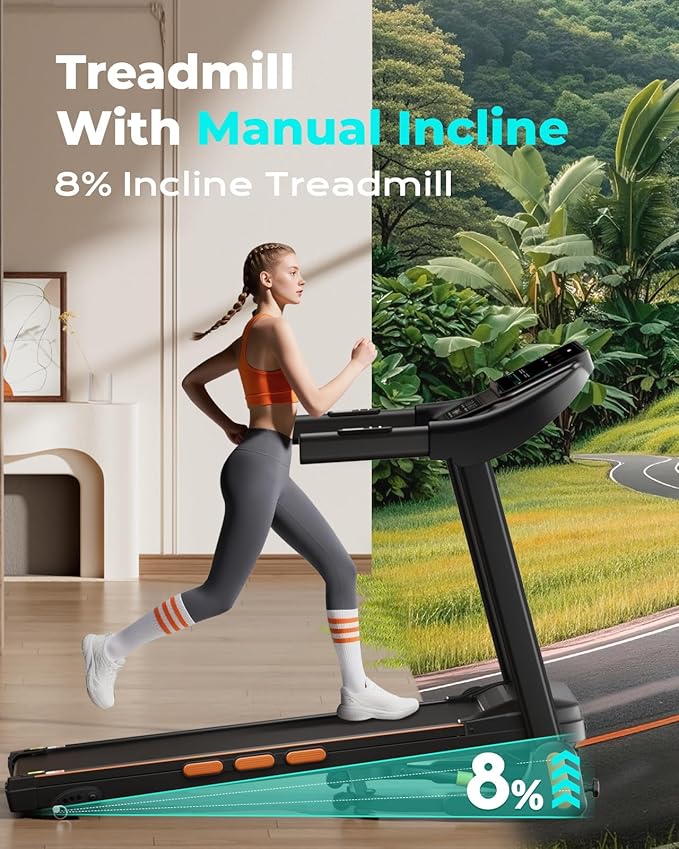 Treadmill for Home, 3.0HP Folding Treadmill with Incline, 300 lbs Capacity, Bluetooth & Heart Rate Sensor, Space-Saving Design-StrideForce Fitness