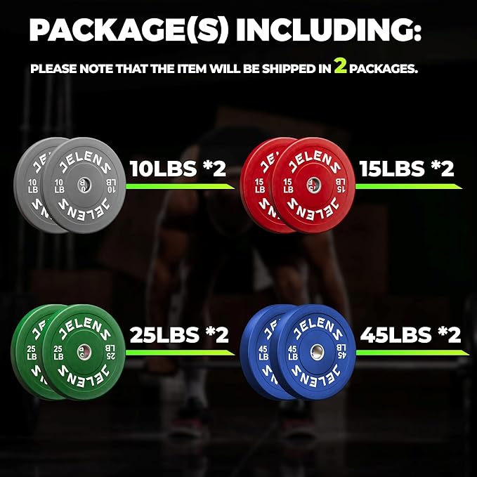 Olympic Barbell Weight Plates Set, 2-Inch Black/Colored Rubber Bumper Plate Weight Set for Strength Training and Weightlifting, Multiple Options-StrideForce Fitness