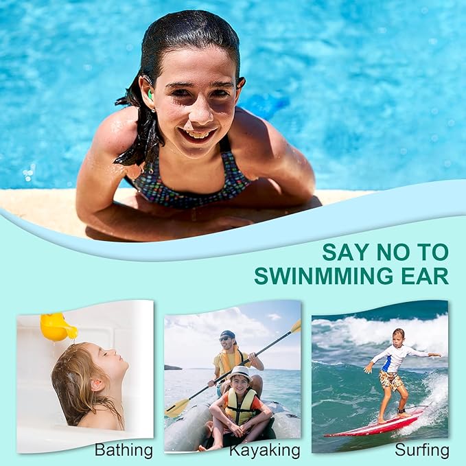 Kids Swimming Ear Plugs,3 Pairs Waterproof Reusable Silicone Child Swim Earplugs for Swimming Surfing Bathing Showering,Small Children Water Ear Plugs Suitable for Boys and Girls (Kids 4-12 Years Old)-StrideForce Fitness