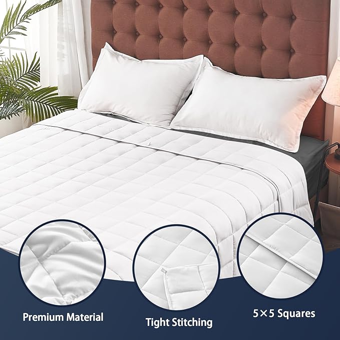 yescool Weighted Blanket for Adults (20 lbs, 88” x 104”, White) Cooling Heavy Blanket for Sleeping Perfect for 190-210 lbs, Queen Size Breathable Blanket with Premium Glass Bead, Machine Washable-StrideForce Fitness