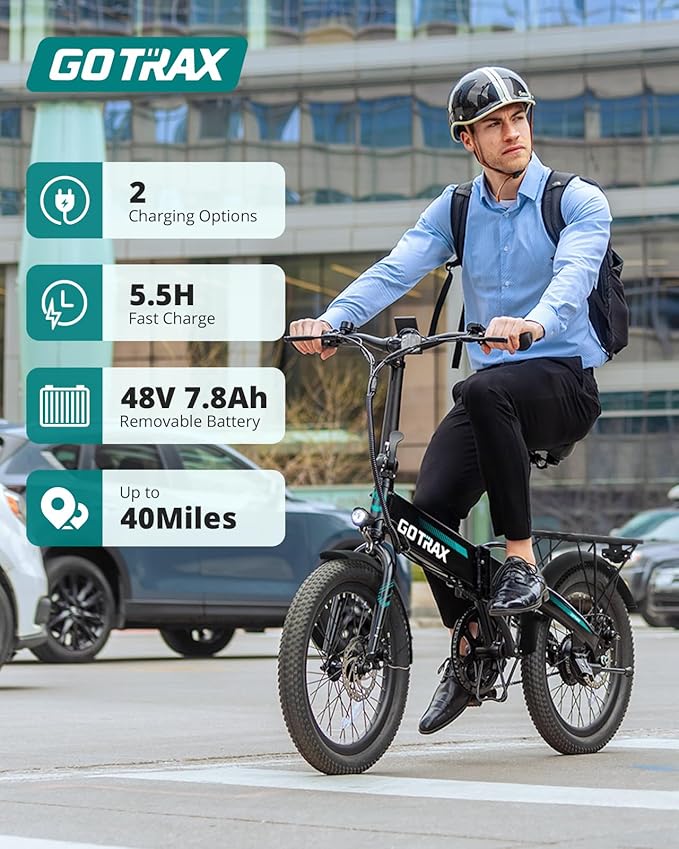 Gotrax 20" Folding Electric Bike with 40Miles (Pedal-assist1) by 48V Battery, 20Mph Power by Peak 500W, Adult Electric Bicycle with 5 Pedal-Assist Levels& LCD Display, Suitable for Commuting-StrideForce Fitness