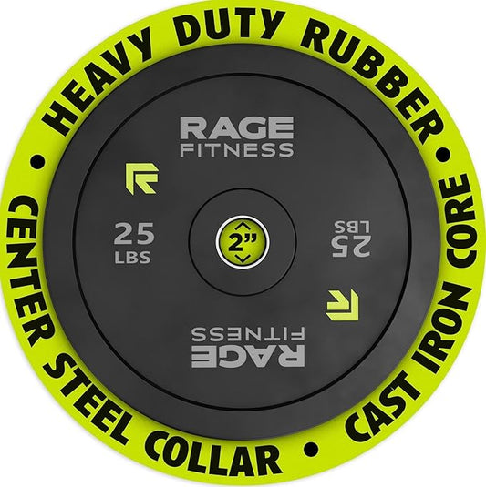 Olympic Bumper Plates, Rubber Formula With Steel Insert (10lb, 15lb, 25lb, 35lb, 45lb - SOLD INDIVIDUALLY), Olympic Weight Plates for Strength Training, Bench Press, Squats, Powerlifting-StrideForce Fitness